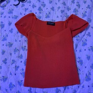 Refinery29 Red Ribbed Top